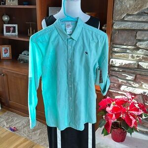 NWT OFFCORSS Button Down Long Sleeve Boys Shirt “Mint” Green Size 12